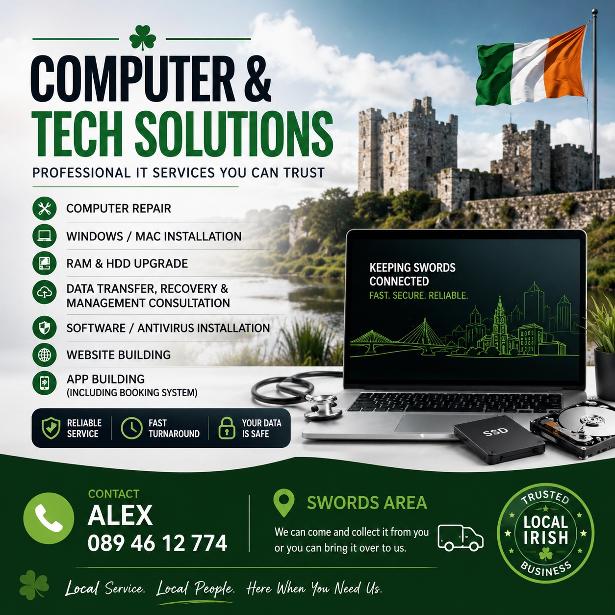 Computer and tech solutions with Irish theme